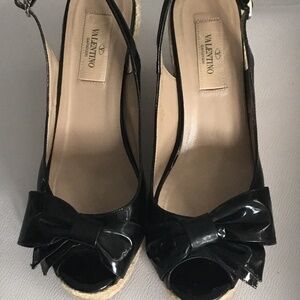 Valentino Garavani Black Wedge Espadrille